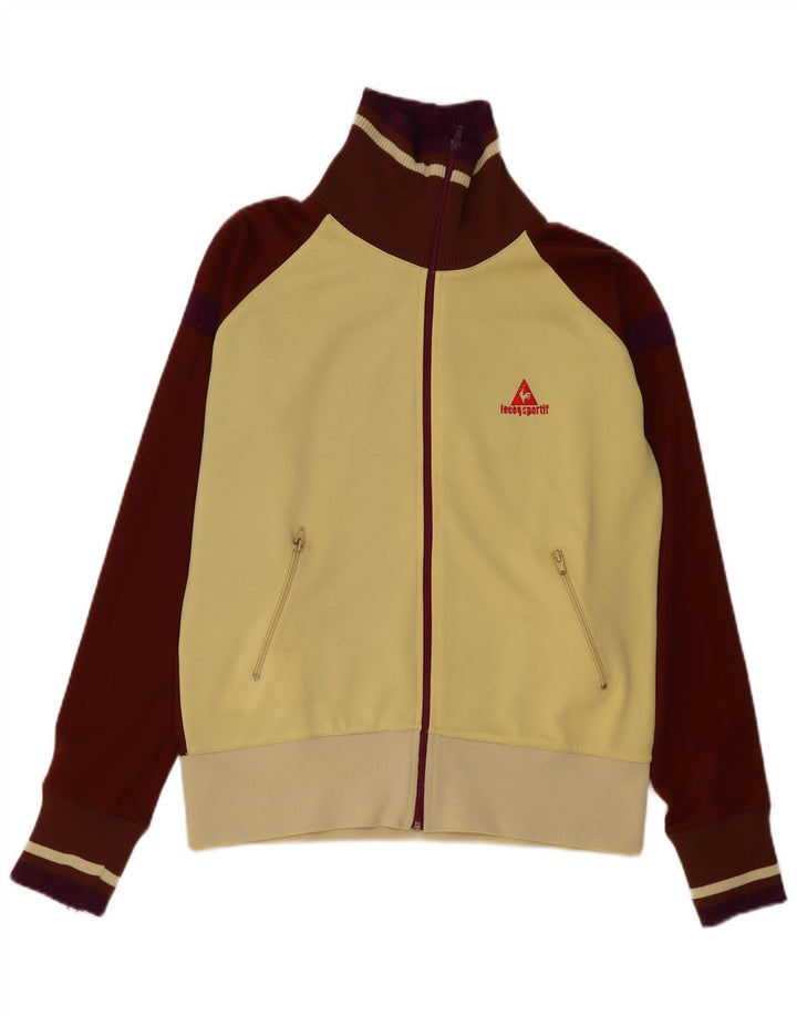 Le Coq Sportif Mens Tracksuit Top Jacket Large Yellow Colourblock Polyester