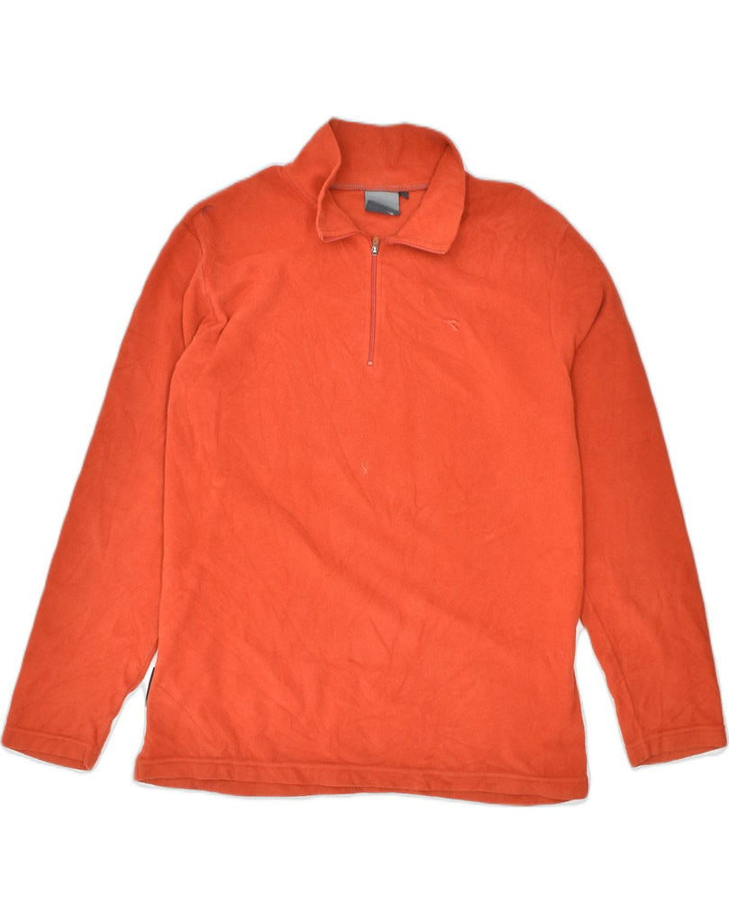 DIADORA Mens Zip Neck Fleece Jumper Large Orange Polyester Sports | Vintage | Thrift | Second-Hand | Used Clothing | Messina Hembry 