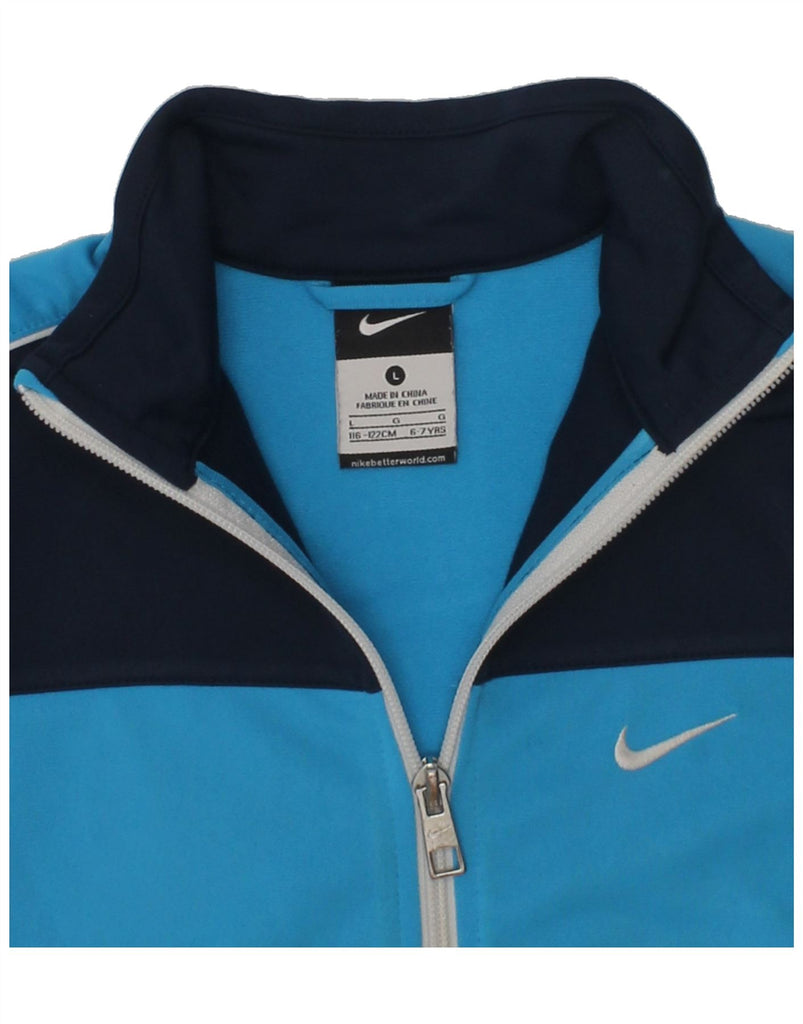 NIKE Boys Tracksuit Top Jacket 6-7 Years Large Blue Colourblock Polyester | Vintage Nike | Thrift | Second-Hand Nike | Used Clothing | Messina Hembry 