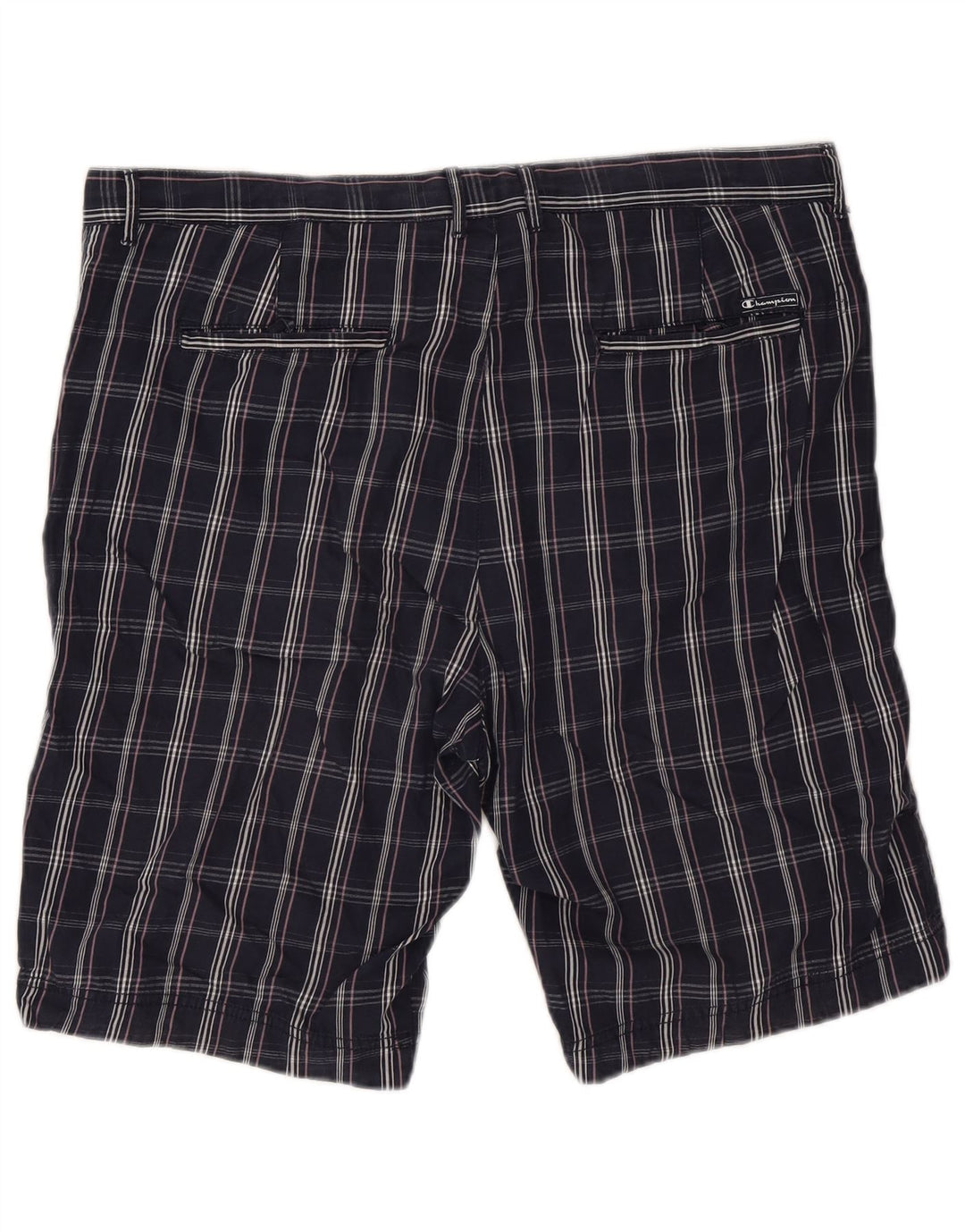 Champion Mens Chino Shorts 2XL W38  Navy Blue Check Cotton