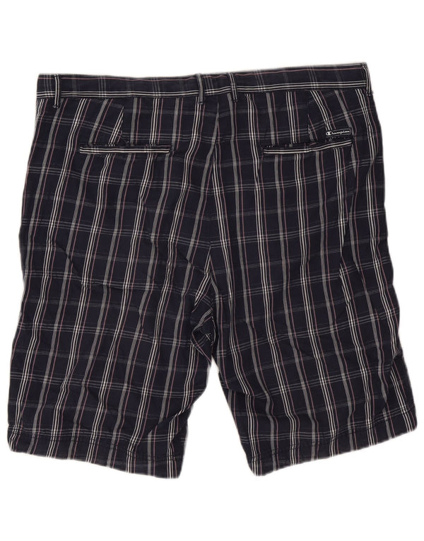 Champion Mens Chino Shorts 2XL W38  Navy Blue Check Cotton