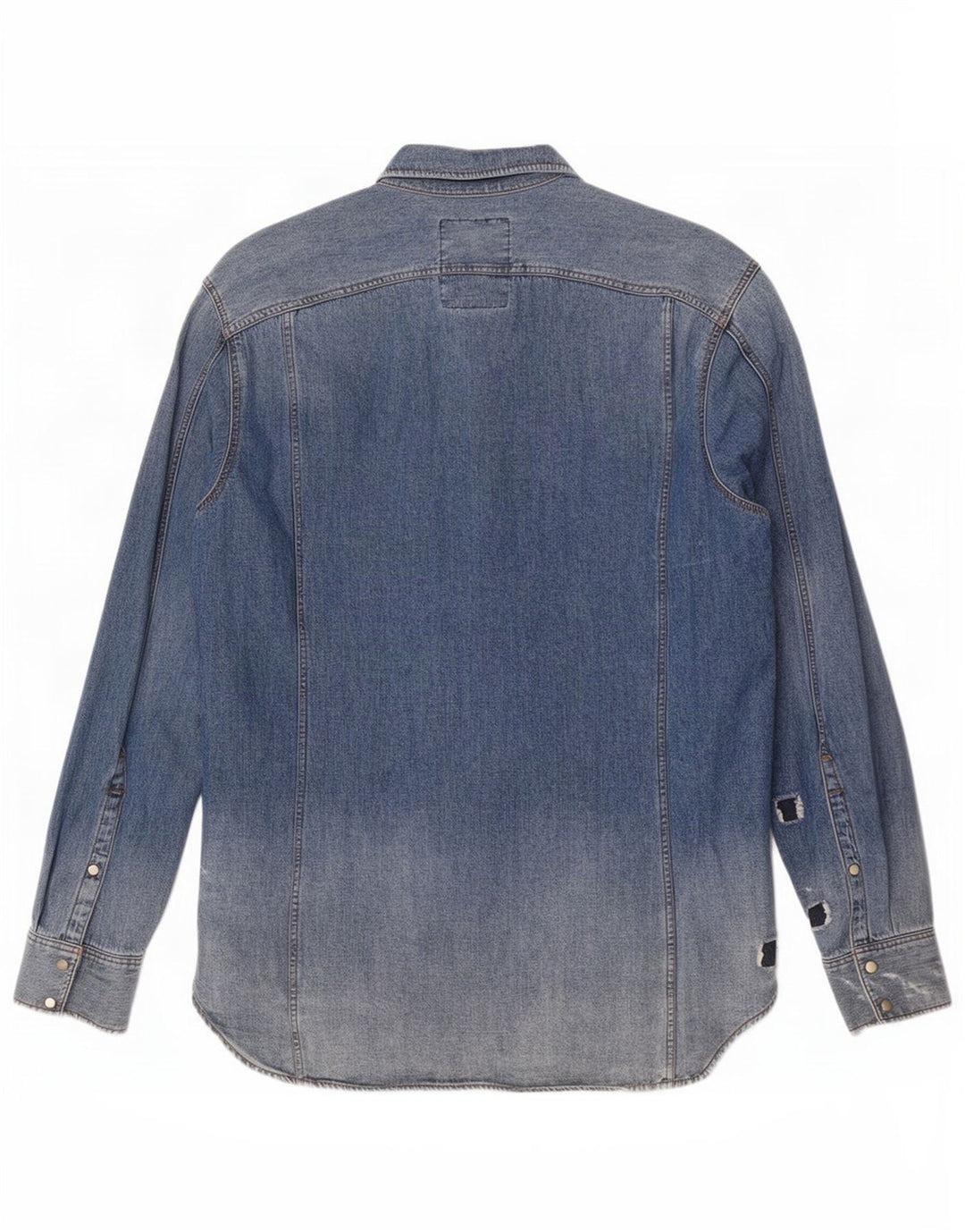 G-Star Mens Distressed Denim Shirt Large Blue Cotton