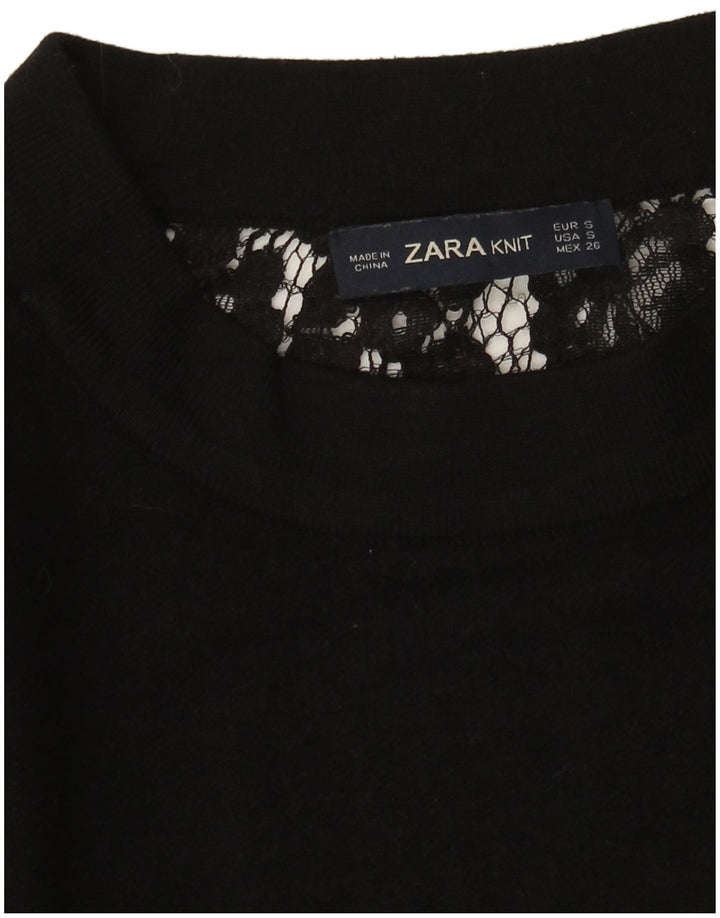 Zara Womens Long Sleeve Oversized Blouse Top UK 10 Small Black