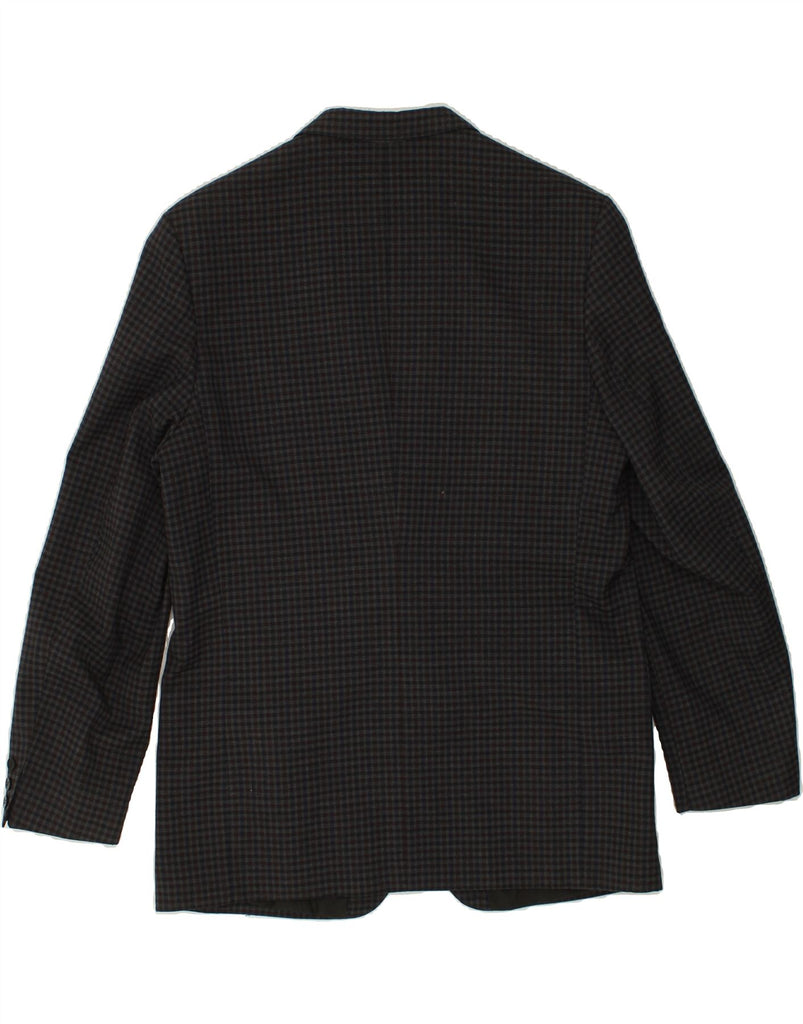 C & A Mens 2 Button Blazer Jacket IT 54 2XL Black Gingham Polyester | Vintage C & A | Thrift | Second-Hand C & A | Used Clothing | Messina Hembry 