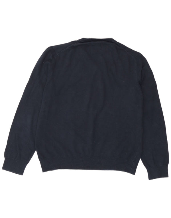 Marks & Spencer Womens V-Neck Jumper Sweater UK 18 XL Navy Blue Cotton