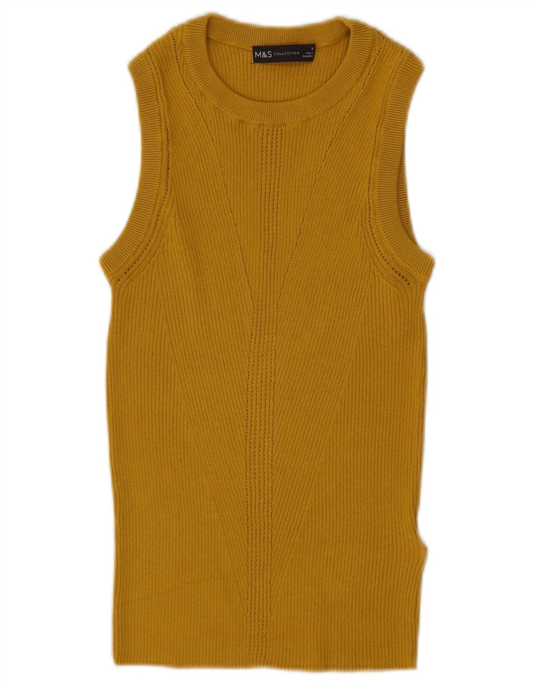 Marks & Spencer Womens Vest Top UK 10 Small Yellow Viscose