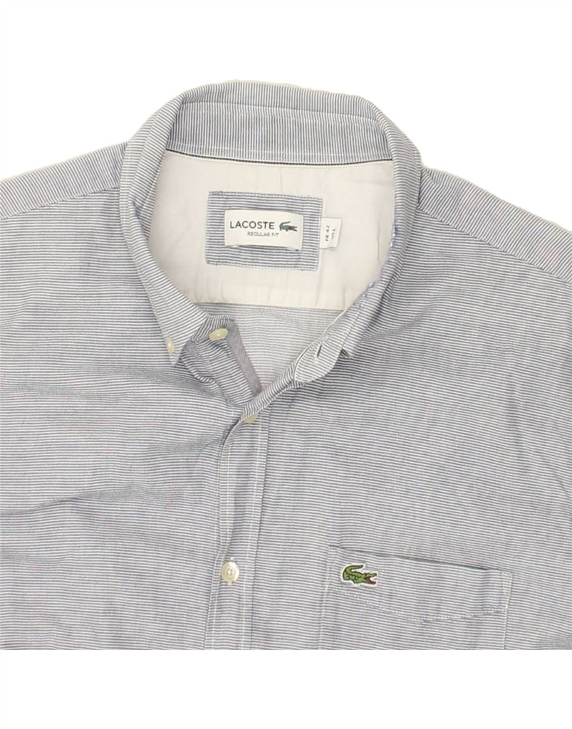 LACOSTE Mens Regular Fit Shirt Size 42 Large Blue Pinstripe Cotton | Vintage Lacoste | Thrift | Second-Hand Lacoste | Used Clothing | Messina Hembry 