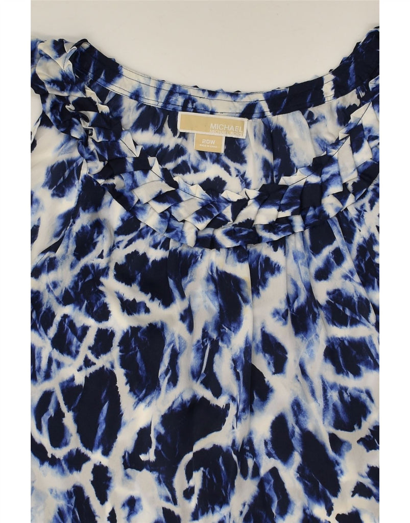 MICHAEL KORS Womens Ruffle Front Blouse Top US 20 3XL Navy Blue Tie Dye | Vintage Michael Kors | Thrift | Second-Hand Michael Kors | Used Clothing | Messina Hembry 