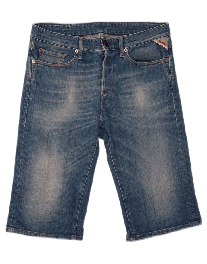 Replay Mens Denim Shorts W30 Medium Blue Cotton