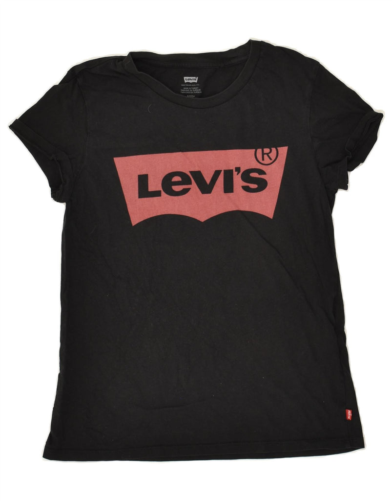 LEVI'S Womens Graphic T-Shirt Top UK 10 Small Black Cotton | Vintage Levi's | Thrift | Second-Hand Levi's | Used Clothing | Messina Hembry 