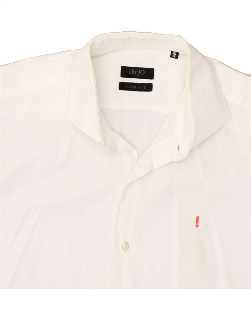 LIU JO Mens Slim Fit Shirt Size 39 15 1/2 Medium White Cotton | Vintage Liu Jo | Thrift | Second-Hand Liu Jo | Used Clothing | Messina Hembry 