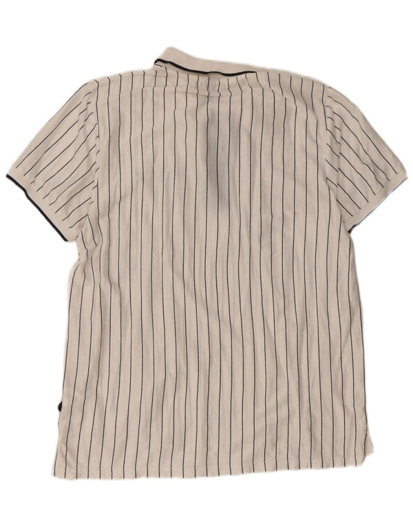 Ellesse Mens Slim Polo Shirt XL White Striped Cotton