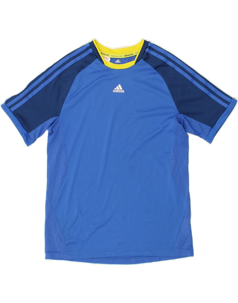 ADIDAS Boys T-Shirt Top 13-14 Years Blue Colourblock Polyester | Vintage Adidas | Thrift | Second-Hand Adidas | Used Clothing | Messina Hembry 