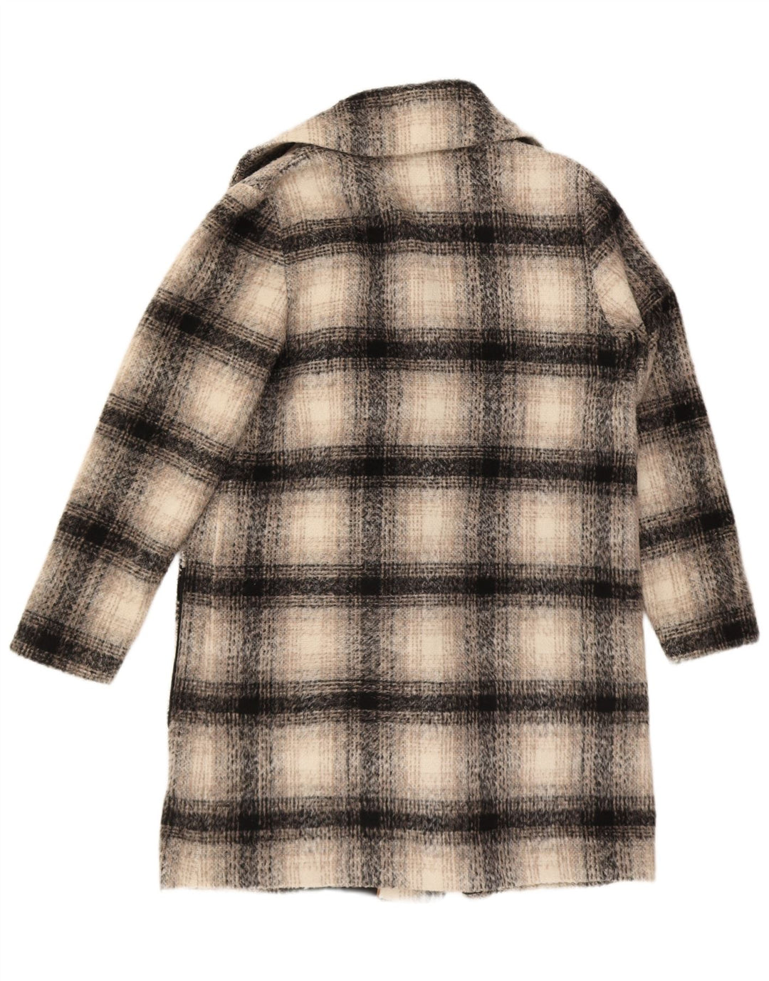 Marks & Spencer Womens Double Breasted Coat UK 14 Large Beige Check