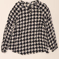 Fiorella Rubino Womens Blouse Top UK 14 Medium Black Houndstooth Viscose