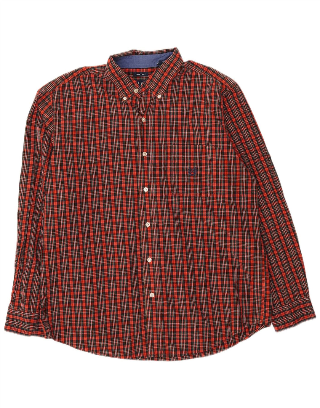 Chaps Mens Shirt Large Orange Check Cotton