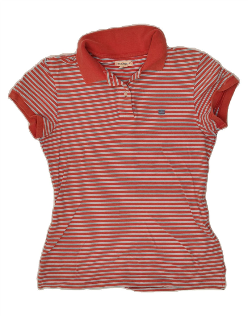 POLO RALPH LAUREN Womens Polo Shirt UK 12 Medium Red Striped Cotton | Vintage Polo Ralph Lauren | Thrift | Second-Hand Polo Ralph Lauren | Used Clothing | Messina Hembry 