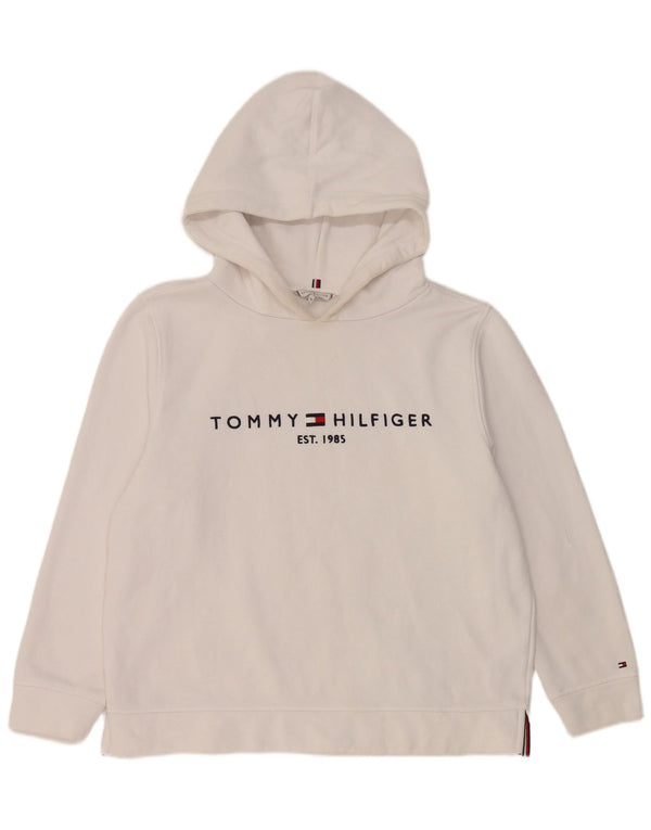 Tommy Hilfiger Womens Graphic Hoodie Jumper UK 18 XL White Cotton