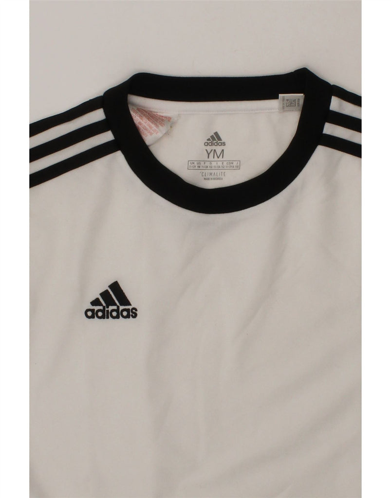 ADIDAS Boys Climalite T-Shirt Top 11-12 Years Medium  White Polyester Vintage Adidas and Second-Hand Adidas from Messina Hembry 