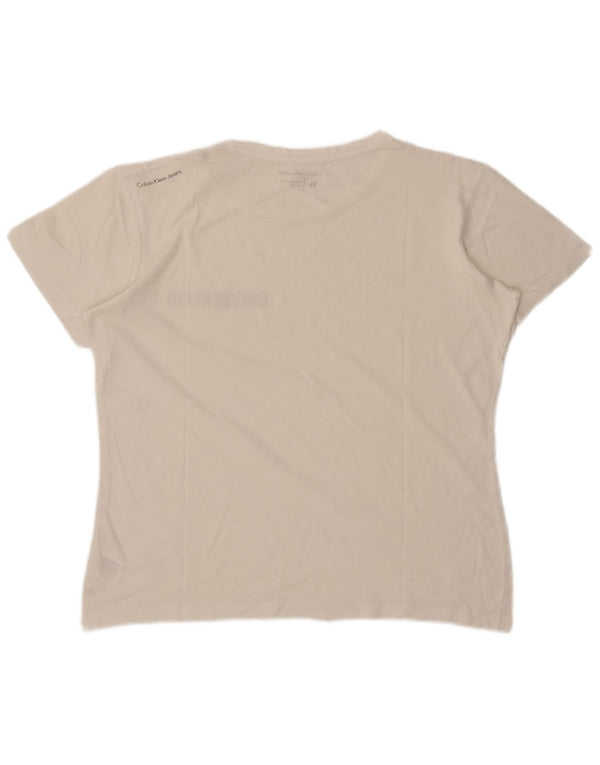 Calvin Klein Jeans Womens Graphic T-Shirt Top UK 18 XL White
