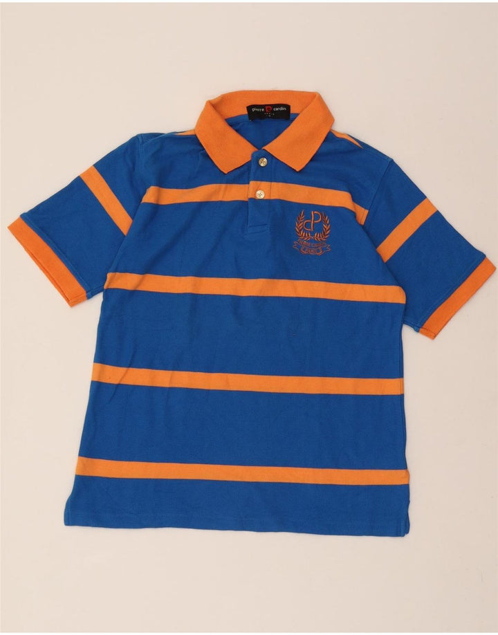 PIERRE CARDIN Mens Polo Shirt Medium Blue Striped Vintage Pierre Cardin and Second-Hand Pierre Cardin from Messina Hembry 
