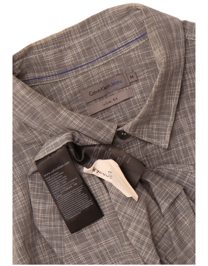 Calvin Klein Jeans Mens Slim Fit Shirt Medium Grey Flecked Cotton