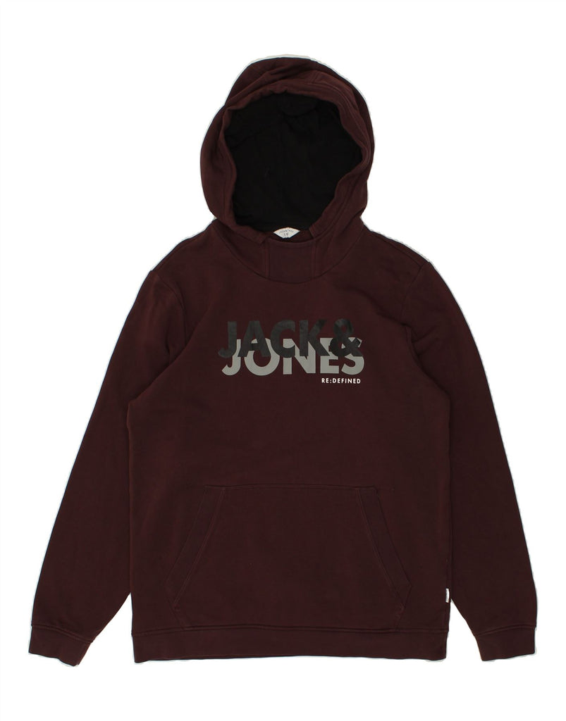 JACK & JONES Mens Graphic Hoodie Jumper XL Maroon Cotton | Vintage Jack & Jones | Thrift | Second-Hand Jack & Jones | Used Clothing | Messina Hembry 