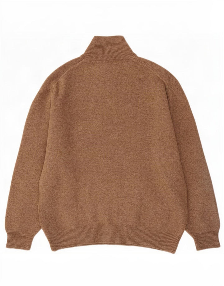 Kappa Mens Zip Neck Jumper Sweater 2XL Brown Wool