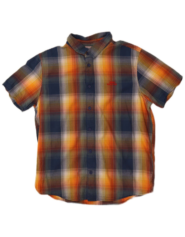 Weird Fish Mens Short Sleeve Shirt Medium Blue Check Cotton