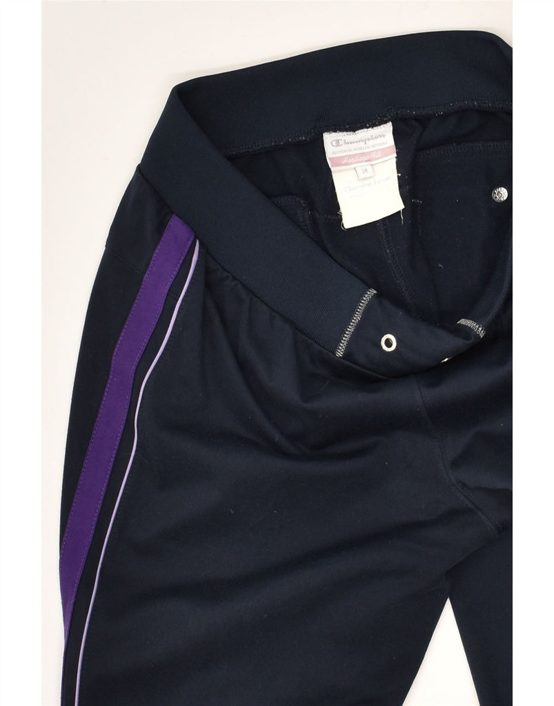 CHAMPION Womens Tracksuit Trousers Joggers UK 12 Medium Navy Blue | Vintage Champion | Thrift | Second-Hand Champion | Used Clothing | Messina Hembry 