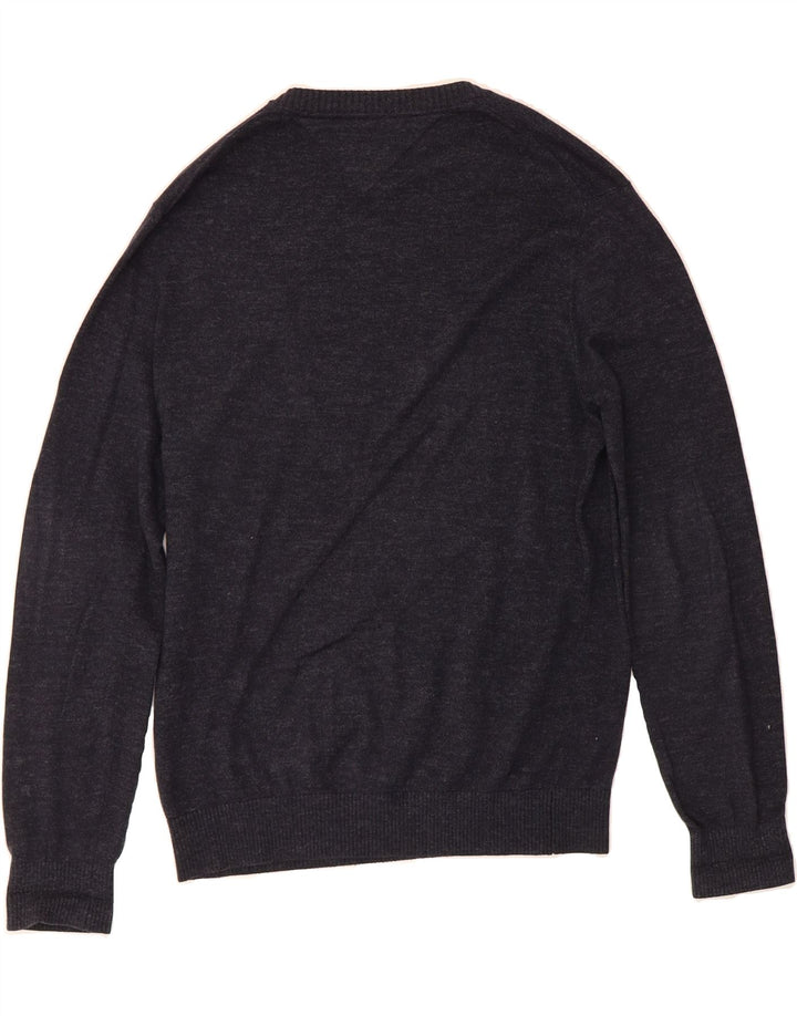 TOMMY HILFIGER Mens V-Neck Jumper Sweater Small Grey Cotton Vintage Tommy Hilfiger and Second-Hand Tommy Hilfiger from Messina Hembry 