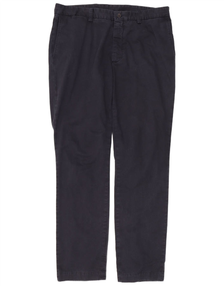 Hackett Mens Straight Chino Trousers W40 L34 Navy Blue Cotton
