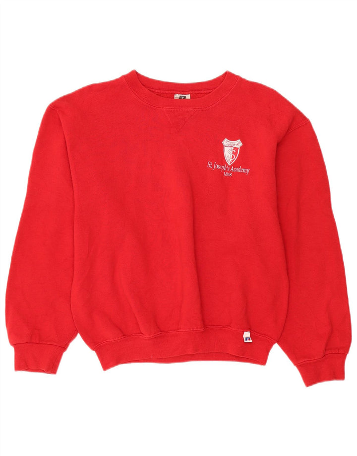 RUSSELL ATHLETIC Womens Oversized Sweatshirt Jumper UK 10 Small Red Cotton