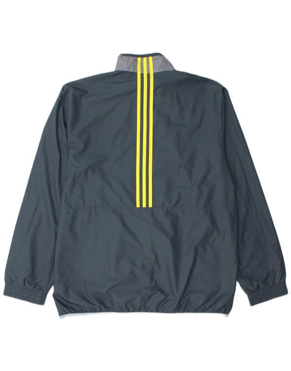 Adidas Mens Tracksuit Top Jacket Large Grey Polyester