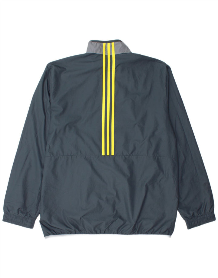 Adidas Mens Tracksuit Top Jacket Large Grey Polyester
