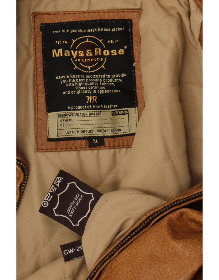 Mays & Rose Mens Leather Jacket UK 42 XL Beige