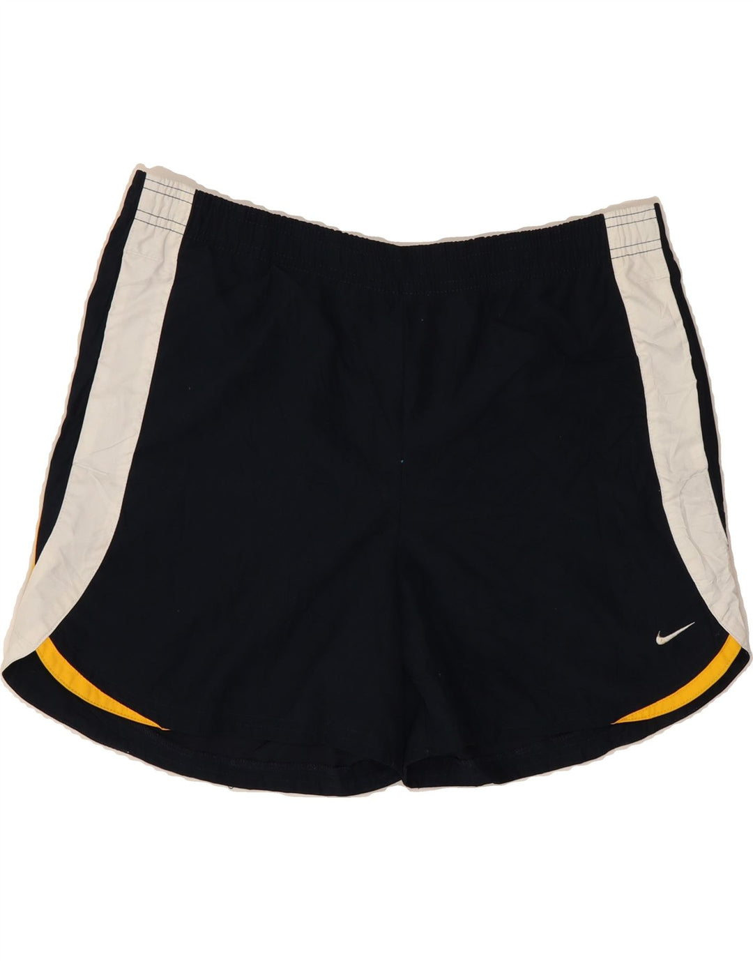 NIKE Womens Sport Shorts US 4/6 Small  Navy Blue Colourblock Polyester Vintage Nike and Second-Hand Nike from Messina Hembry 