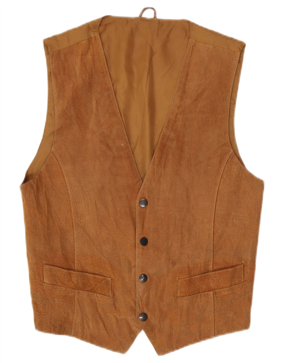 Vintage Womens Waistcoat UK 12 Medium Brown Leather