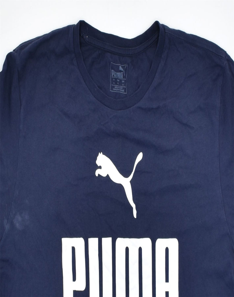 PUMA Mens Graphic T-Shirt Top XL Navy Blue Cotton | Vintage | Thrift | Second-Hand | Used Clothing | Messina Hembry 