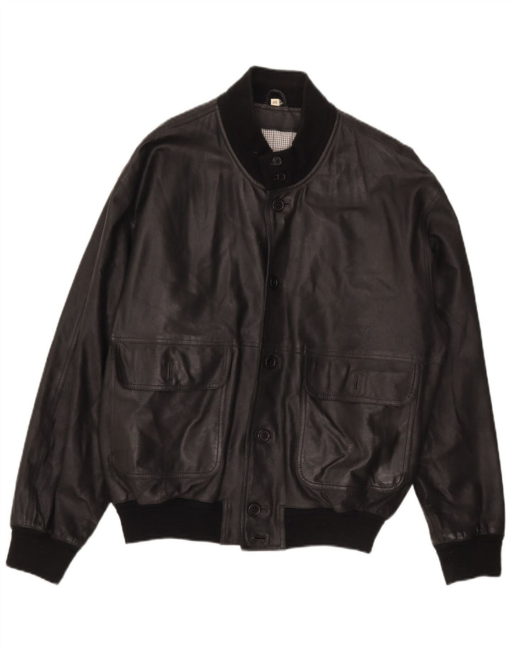 Vintage Mens Leather Jacket IT 48 Medium Black