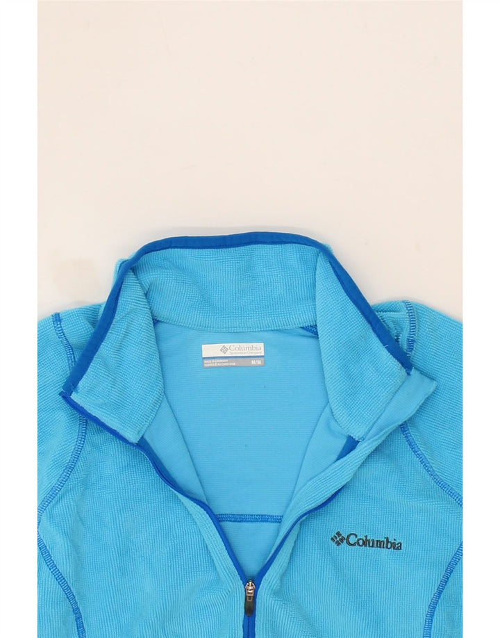 COLUMBIA Womens Zip Neck Fleece Jumper UK 12 Medium Blue Polyester Vintage Columbia and Second-Hand Columbia from Messina Hembry 