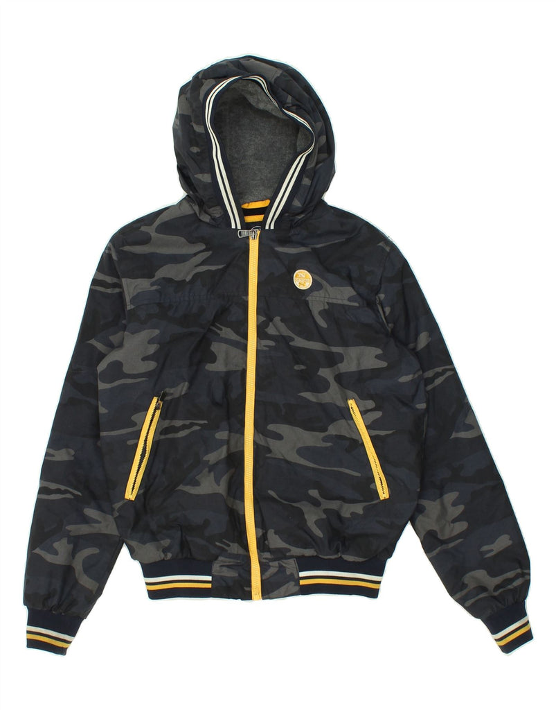 NORTH SAILS Boys Hooded Bomber Jacket 13-14 Years Grey Camouflage Vintage North Sails and Second-Hand North Sails from Messina Hembry 