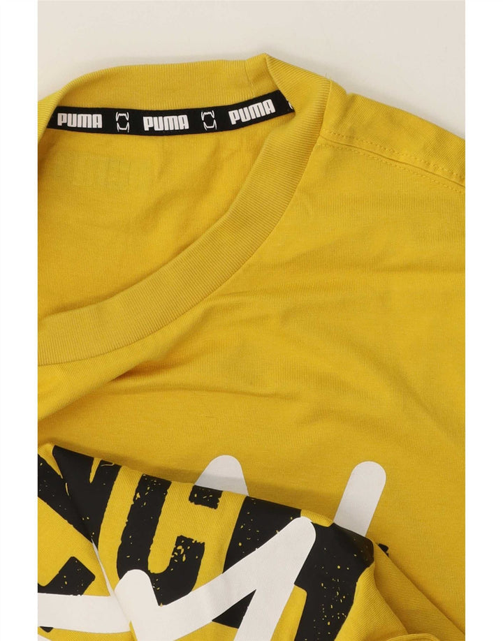 Puma Mens Don't Flinch Regular Graphic T-Shirt Top Small Yellow