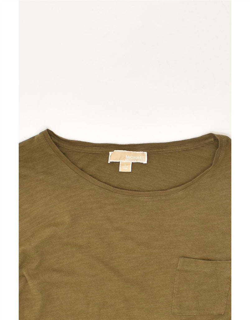 MICHAEL KORS Womens Top Long Sleeve UK 16 Large Khaki Cotton | Vintage Michael Kors | Thrift | Second-Hand Michael Kors | Used Clothing | Messina Hembry 