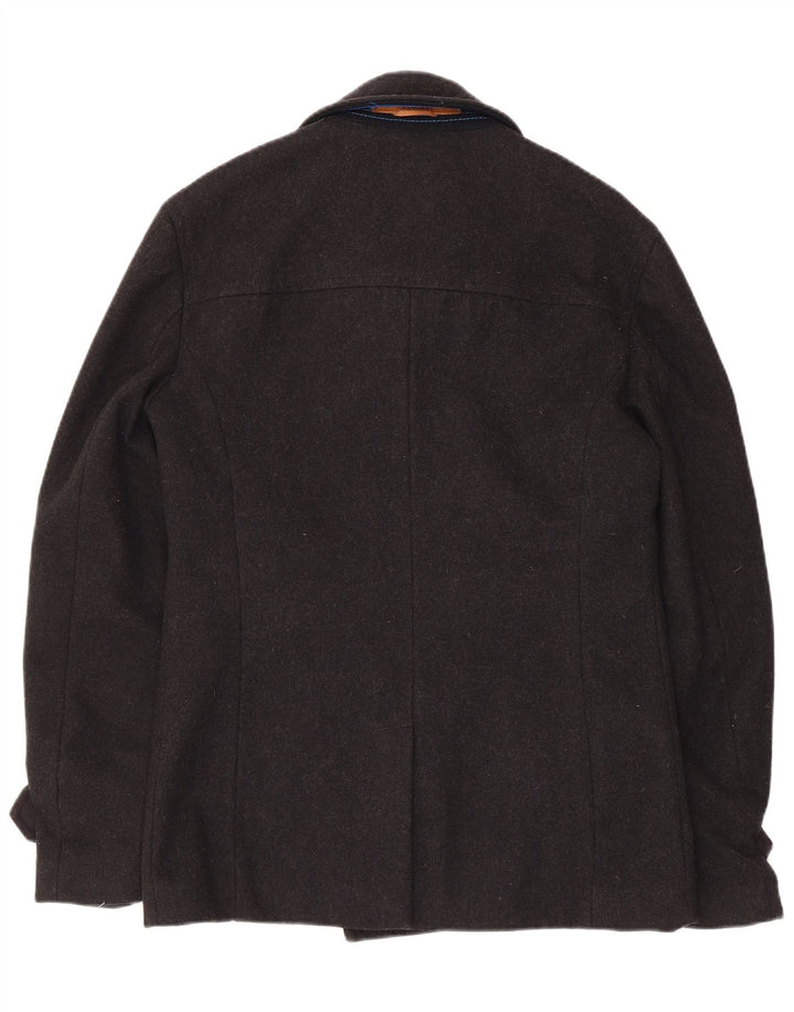 Superdry Mens Pea Coat UK 38 Medium Black Wool