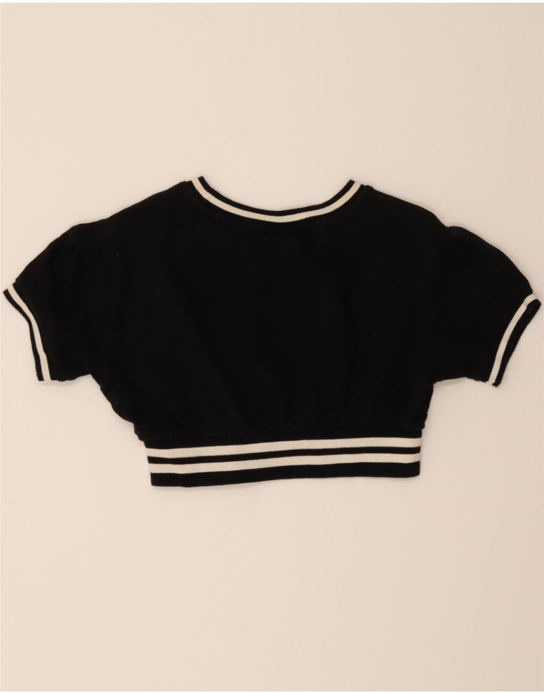 CHAMPION Womens Crop Short Sleeve Sweatshirt Jumper UK 8 Small Black Vintage Champion and Second-Hand Champion from Messina Hembry 