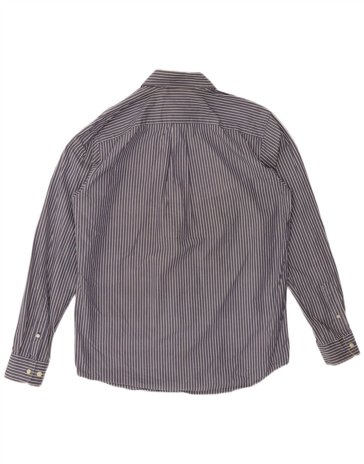EDDIE BAUER Mens Shirt Medium Navy Blue Pinstripe Cotton