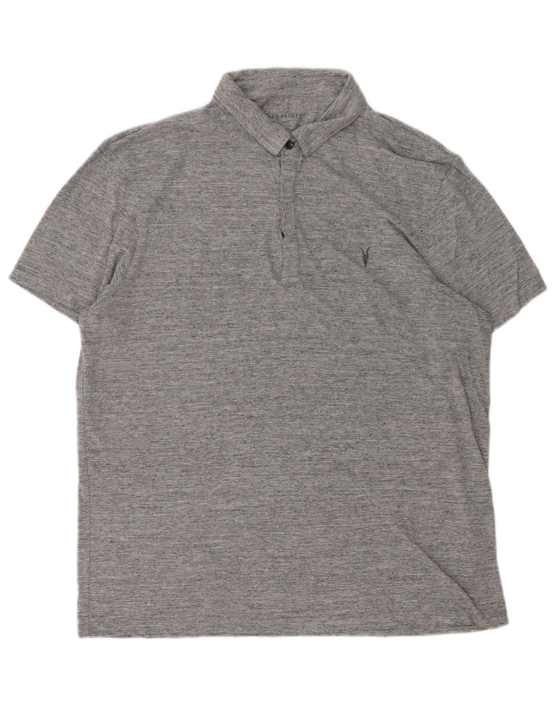 All Saints Mens Polo Shirt Large Grey Flecked Cotton