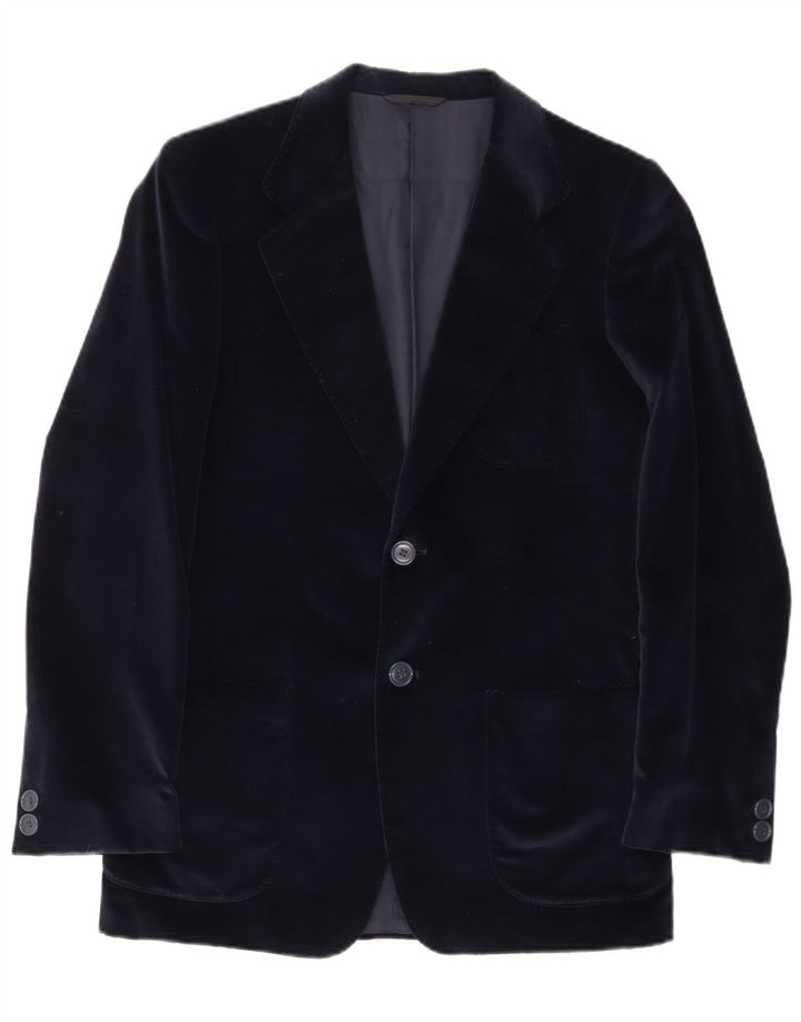 Vintage Mens 2 Button Velvet Blazer Jacket IT 50 Large Navy Blue