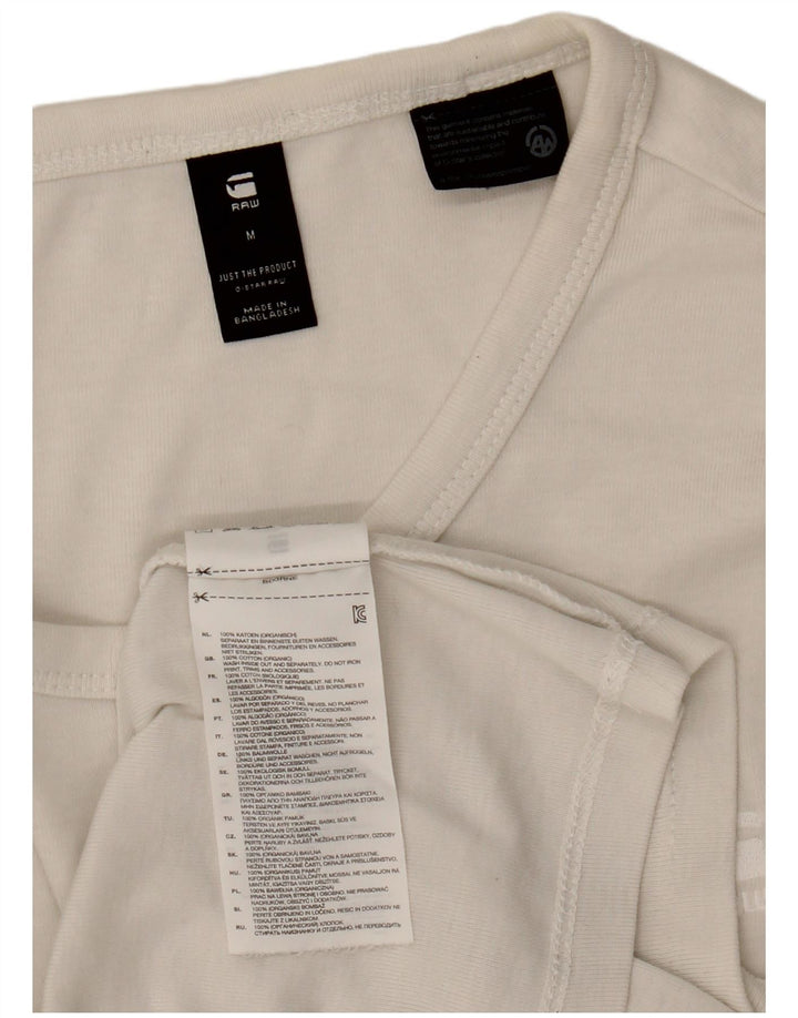 G-Star Mens T-Shirt Top Medium White Cotton